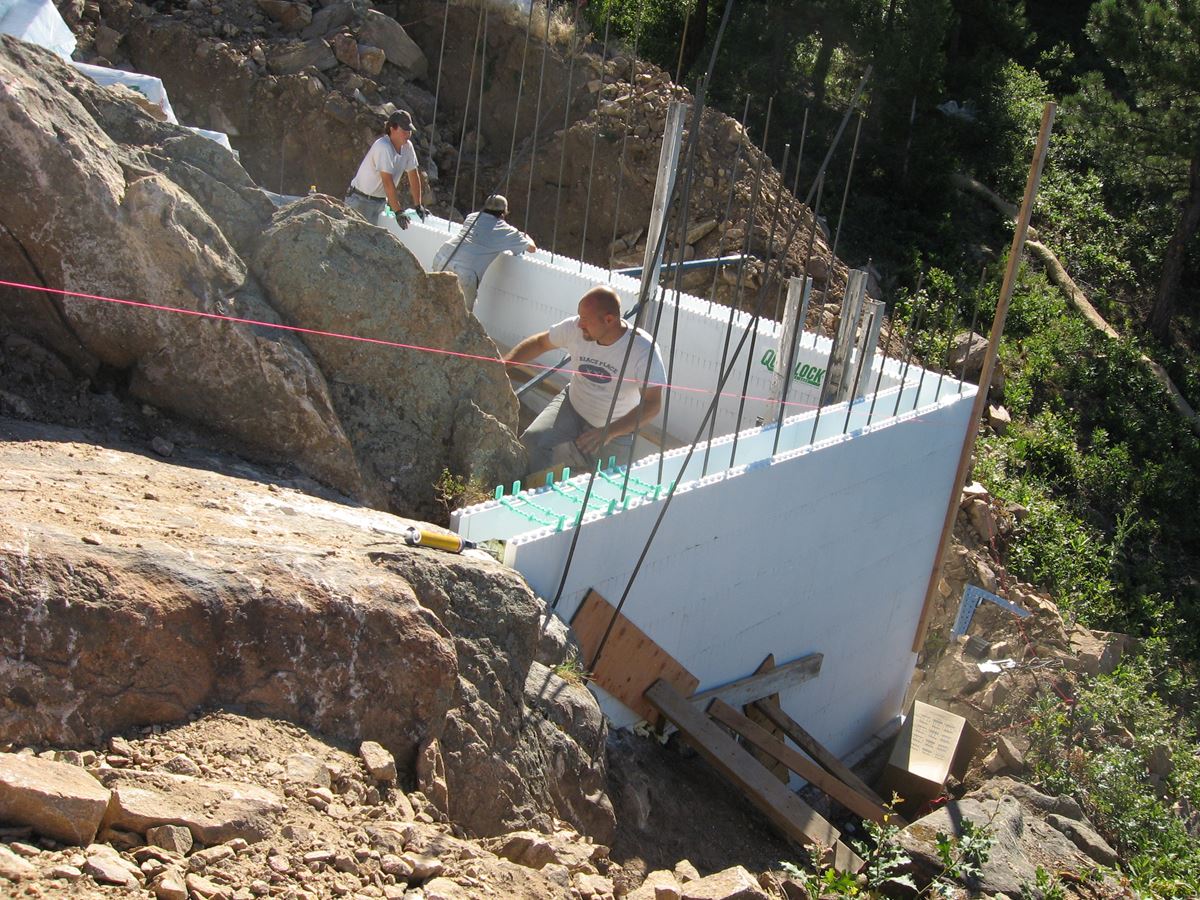 Quad-Lock ICF Home Built on the Rocks - constructing the footings and foundation - Energywise Sustainable Products CO
