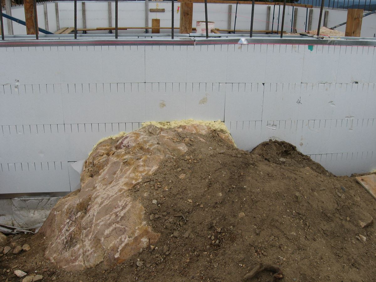 Quad-Lock ICF Home Built on the Rocks - building around the rocks - Energywise Sustainable Products CO