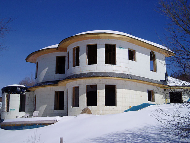 Curved ICF Home ready for Exterior